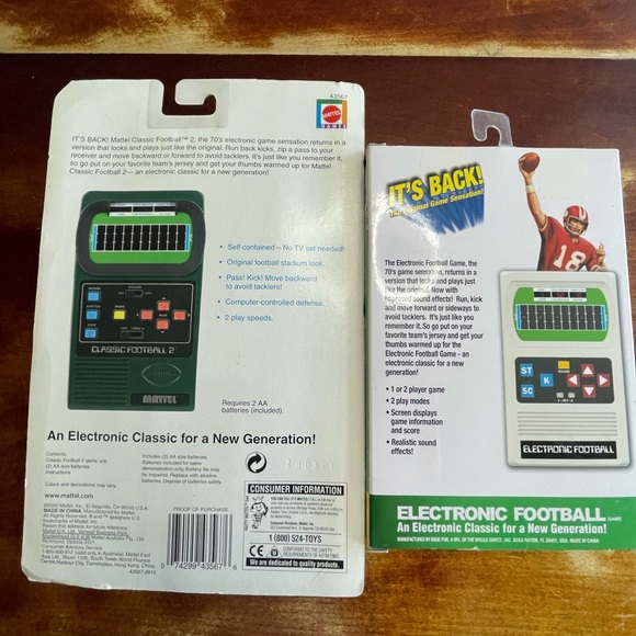 Vintage NIB Mattel/Basic Fun  Electronic Football Handheld Games Green and White - Picture 2 of 2